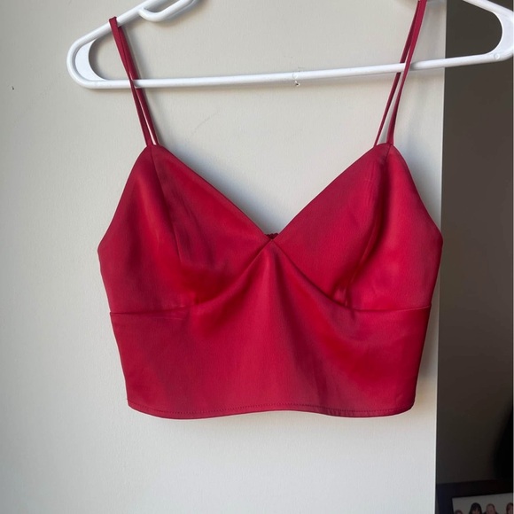 Garage Red Spaghetti Strap Silk Crop Top XS - Picture 1 of 2